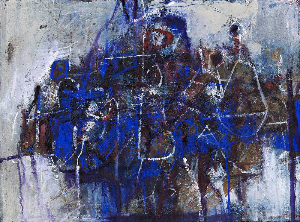 Robert Grieve, Blue on White, c1990, mixed media on paper, 54 x 74cm $4200
