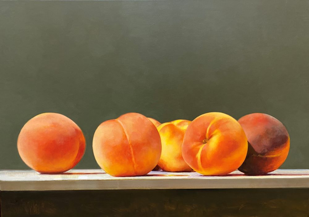 Carlo Golin, Chinese Peaches, 2021, oil on linen, 71 x 101 cm $6600