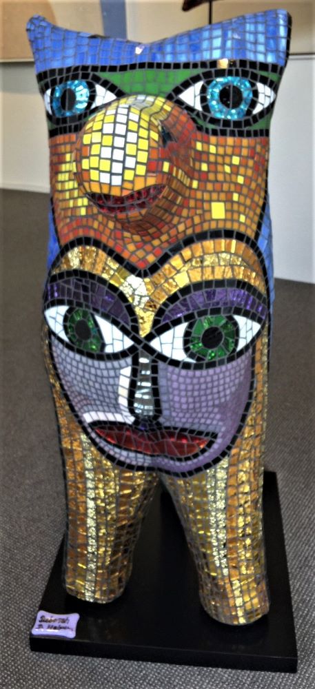 Deborah Halpern, Dog Flower Alice, 2019, mosaic, 88 x 45 x 40 cm, $22,000