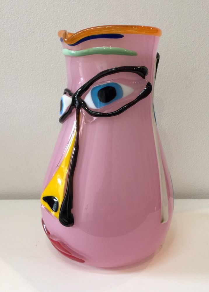 Deborah Halpern, Pink Jug with Funky Handle, 2014, 29 x 18 x 25 cm, fused, blown and applied glass $3800
