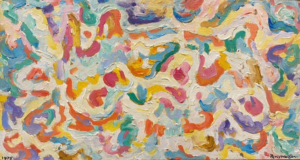 Percy Watson, Convolutions, 1975, oil on board, 26 x 48 cm, $3000
