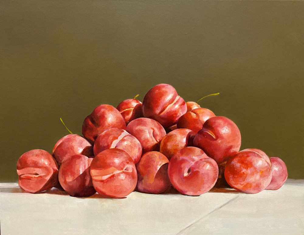 Carlo Golin, Red Plums, 2021, oil on linen, 71 x 91 cm $6000