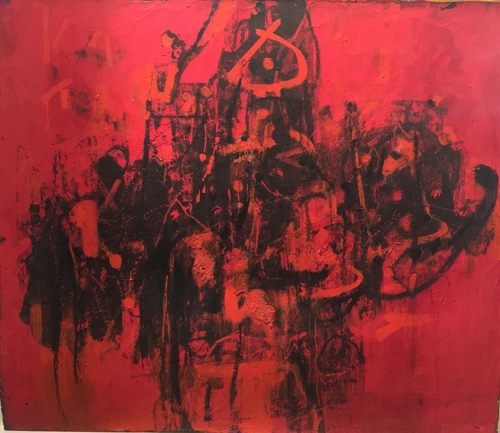Robert Grieve, Red, mixed media on paper, 90 x 120 cm