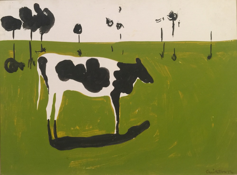 Richard Crichton, Cow and Shadow 1972, oil on board, 38x49cm $4000